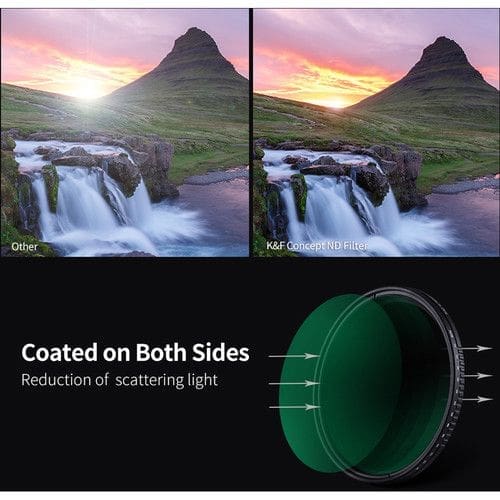 K&F Concept 82mm Variable Fader NDX ND8-ND2000 Waterproof Anti-Scratch Green Coated Slim Filter - Image 2