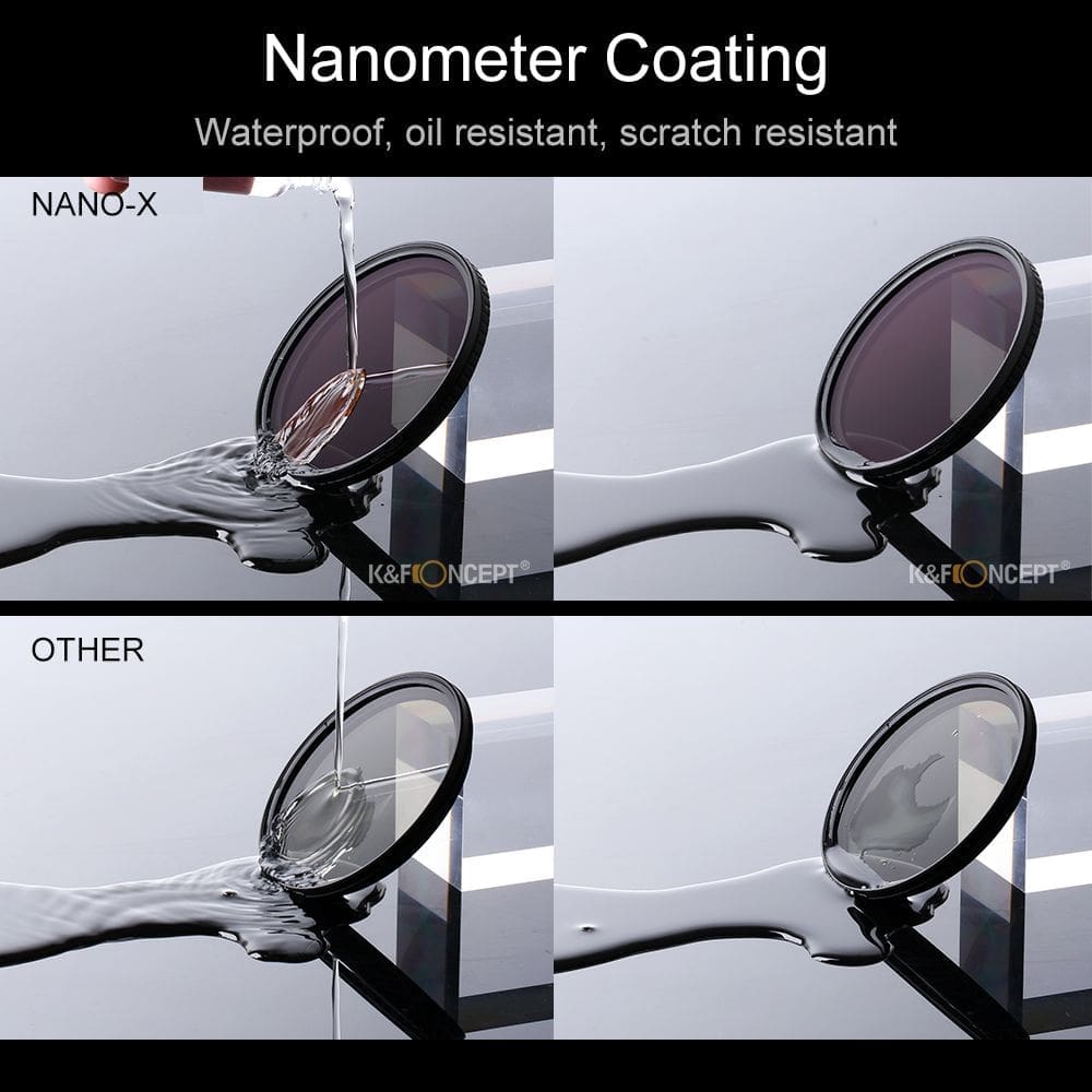 K&F Concept 49mm Nano-X, Green Coated, Waterproof, Anti-Reflection Variable Fader ND2-ND32 Filter - Image 2