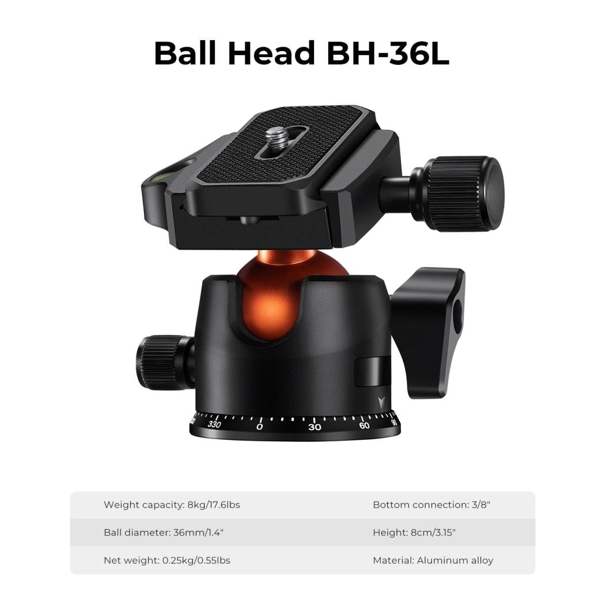 K&F Concept K254C2+BH-36L X-Series Carbon Fiber Tripod with Ball Head (KF09.123) - Image 4