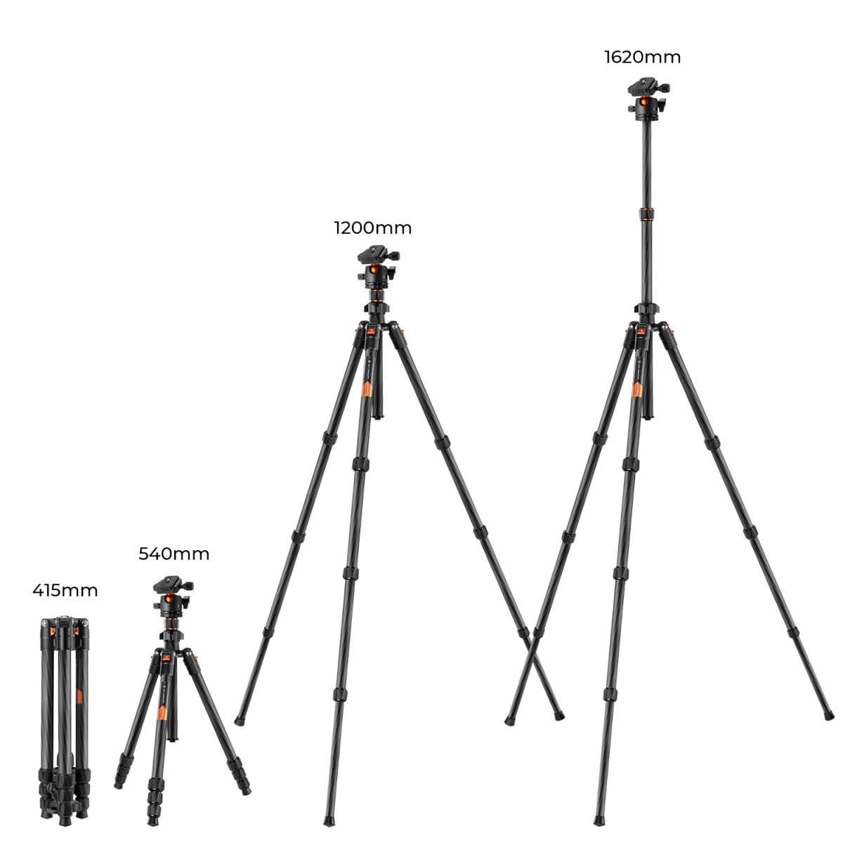 K&F Concept K254C2+BH-36L X-Series Carbon Fiber Tripod with Ball Head (KF09.123) - Image 5