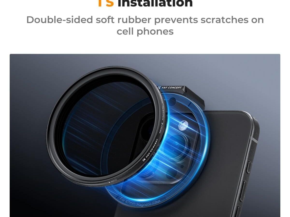 Alternative view of K&F Concept 67mm Clip-On Magnetic ND2-32 Filter (1-5 Stop) Kit For Mobile Phones KF01.2674