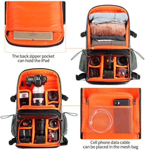 Alternative view of K&F Concept KF13.107 Professional Camera Backpack with Tripod Holder and Waterproof Rain Cover