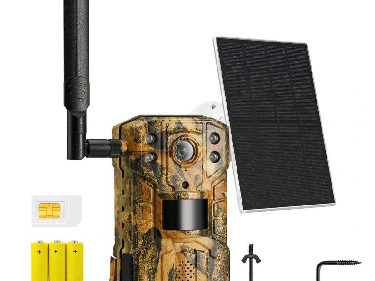 K&F Concept KF35.138EU 4G LTE Solar Trail Camera 2.7K, Infrared Night Vision Camera with 0.2s Fast Trigger and Battery Powered