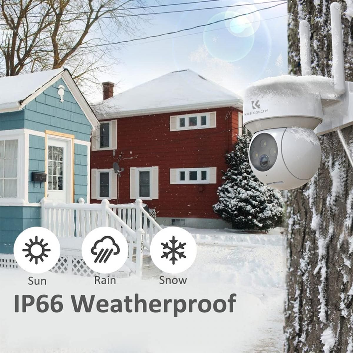 KF Concept KF50.0006AEU Wi-Fi Security Camera 2K 2304x1296, 3MP, Wateproof IP66, Motion Detection - Image 3