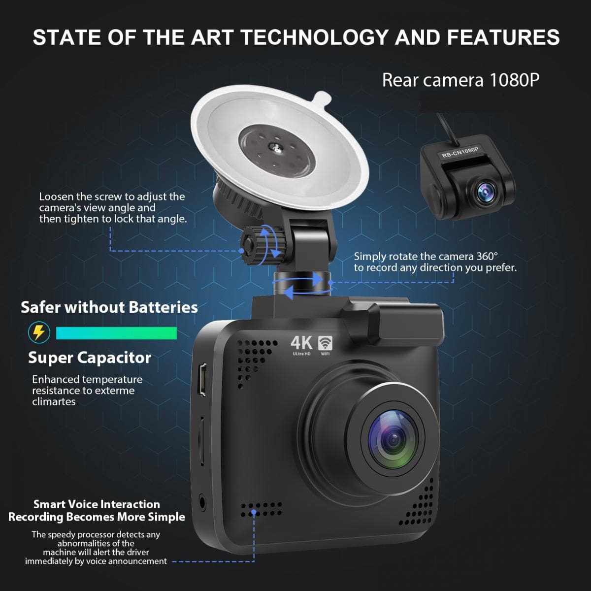 K&F Concept V53 Car Dash Cam 4K, IPS Οθόνη 3" με Κάμερα Οπισθοπορείας GW41.0057 - Image 3