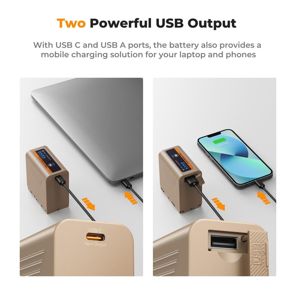 K&F Concept NP-F970 10500mAh Battery With Type-C Fast Charging and USB-A, Compatible with Sony (KF28.0036) - Image 4