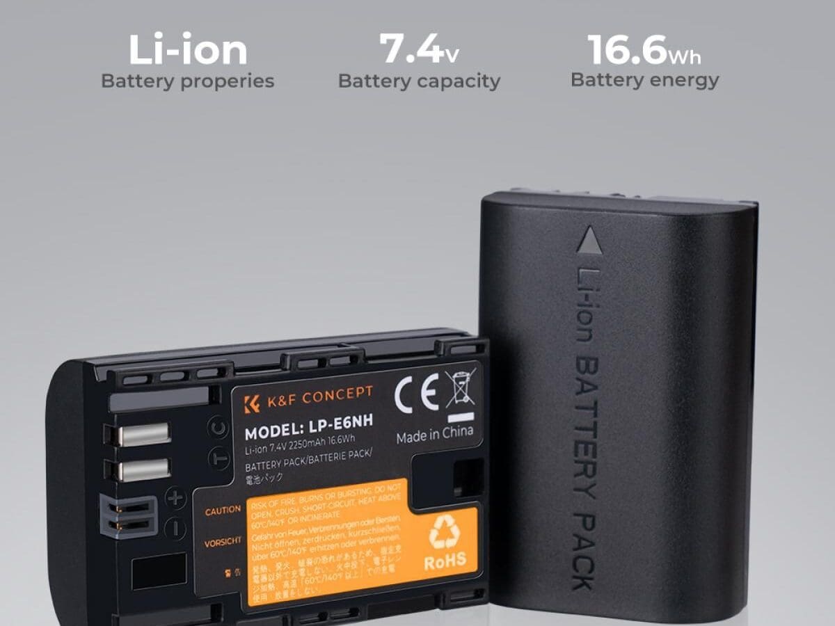 Alternative view of K&F Concept LP-E6NH Dual Slot Battery Fast Charge with 2 Batteries 2250mAh, Compatible with Canon (KF28.0021)