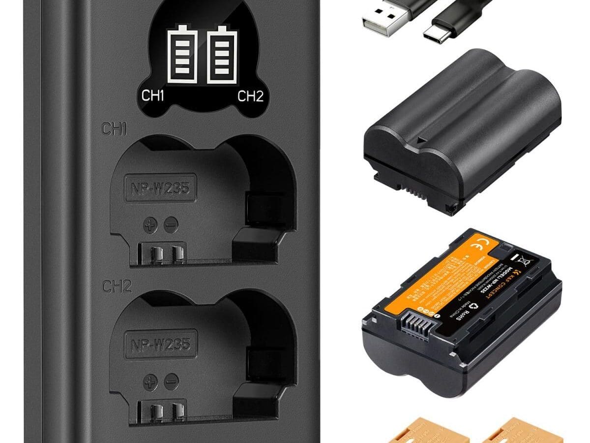 K&F Concept NP-W235 Dual Slot Battery Fast Charge with 2 Batteries 2200mAh, Compatible with Fujifilm (KF28.0018)