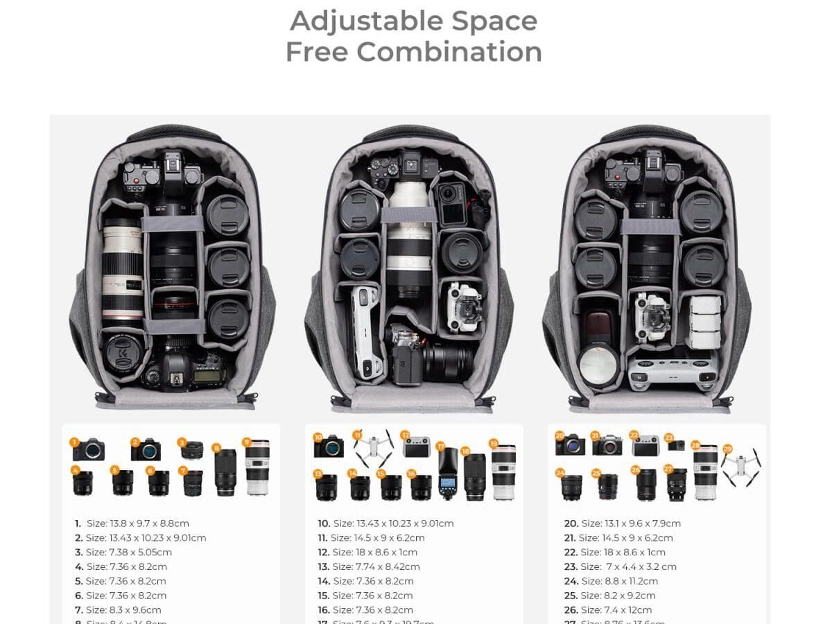 Alternative view of K&F Concept KF13.134V4 Hardshell Camera Backpack 22L Grey
