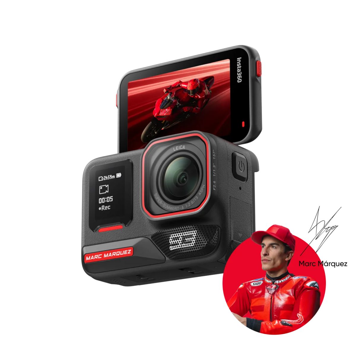 Insta360 Ace Pro 2 Marc Marquez 93 - Dual Battery, 128GB MicroSD, Motorcycle Helmet Mount, Adhesive - Image 2