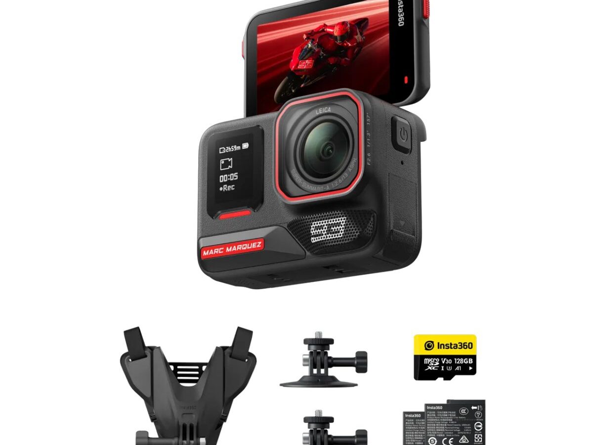 Insta360 Ace Pro 2 Marc Marquez 93 - Dual Battery, 128GB MicroSD, Motorcycle Helmet Mount, Adhesive