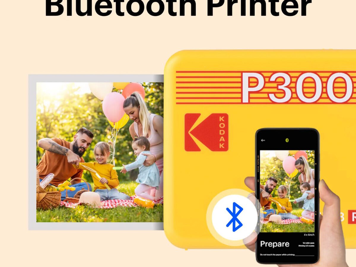 Alternative view of Kodak Mini 3 Retro 4PASS Smartphone Photo Printer Portable (7.6 x 7.6 cm) + 8 Sheets, Yellow
