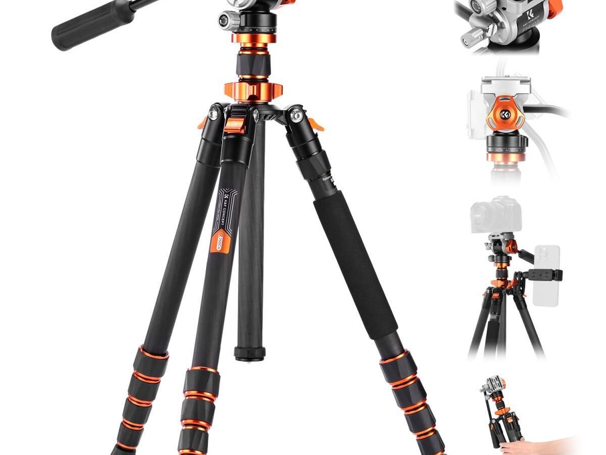 K&F Concept O255C4+FH-03 Τρίποδο Βίντεο Carbon Fiber με Υδραυλική Κεφαλή (KF09.158)