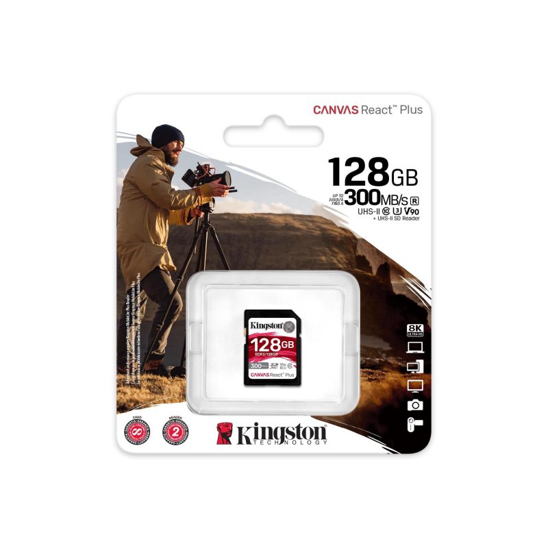 Κάρτα Μνήμης Kingston SDXC 128GB Canvas React Plus UHS-II 300R/260W U3 V90 for Full HD/4K/8K - Image 3