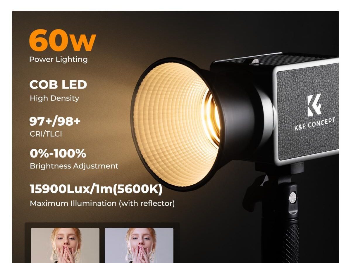 Alternative view of K&F Concept PL-60B LED Φωτιστικό 2800-6500K με Ενσωματωμένη Μπαταρία 4500mAh (KF34.045)