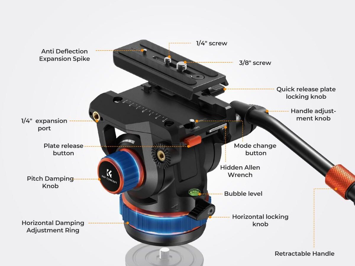 Alternative view of K&F Concept BV60 Pro Video Fluid Tripod Head (KF31.126)