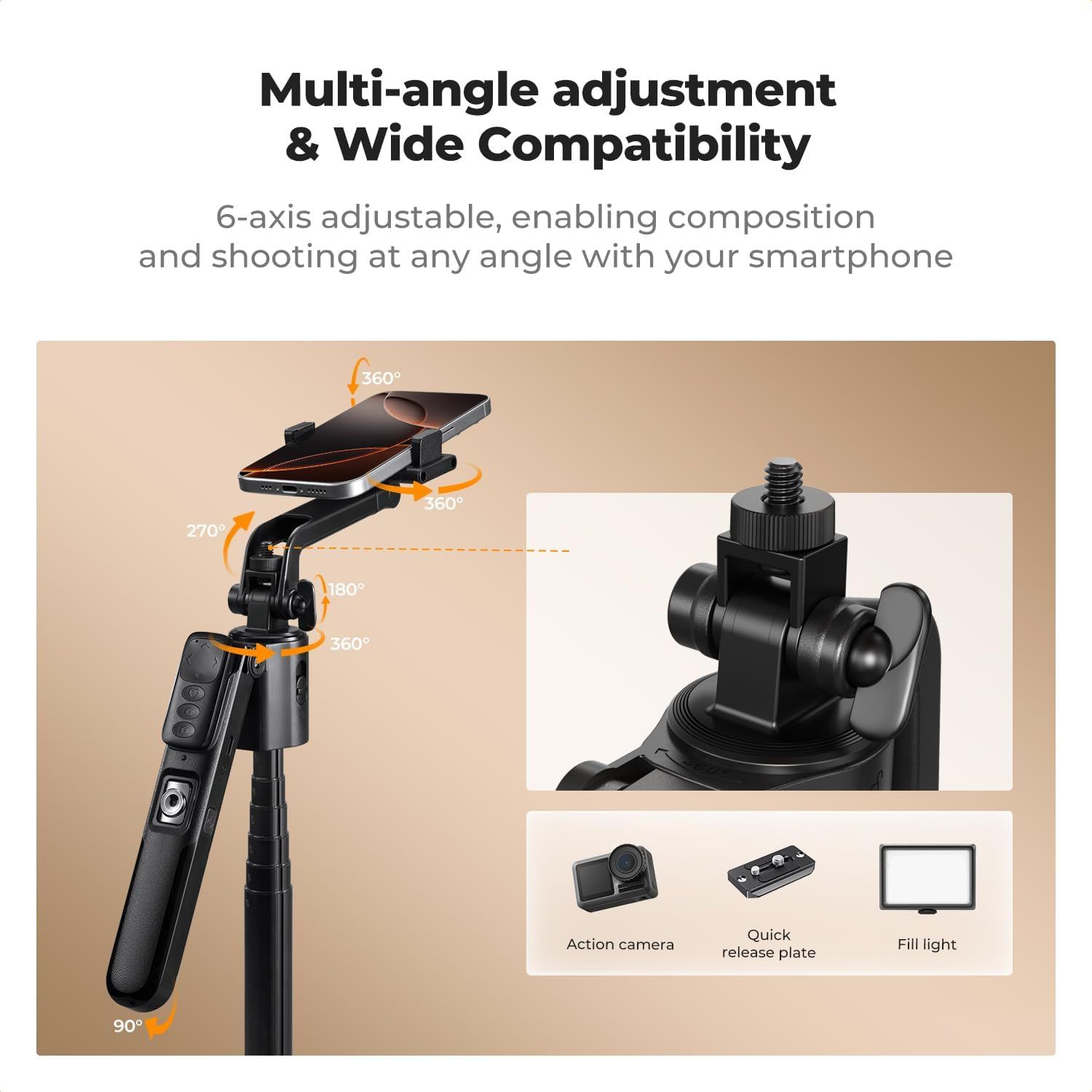 K&F Concept MS51 Τρίποδο αυτόματης παρακολούθησης προσώπου με βάση 360 μοίρες και Τηλεχειριστήριο (KF15.0006) - Image 4