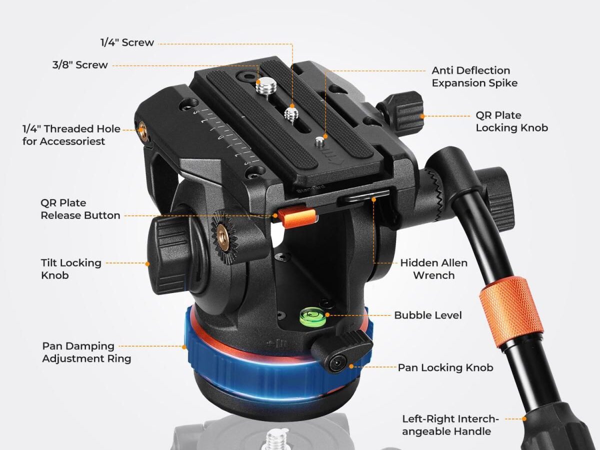 Alternative view of K&F Concept BV50 Video Fluid Tripod Head (KF31.125)
