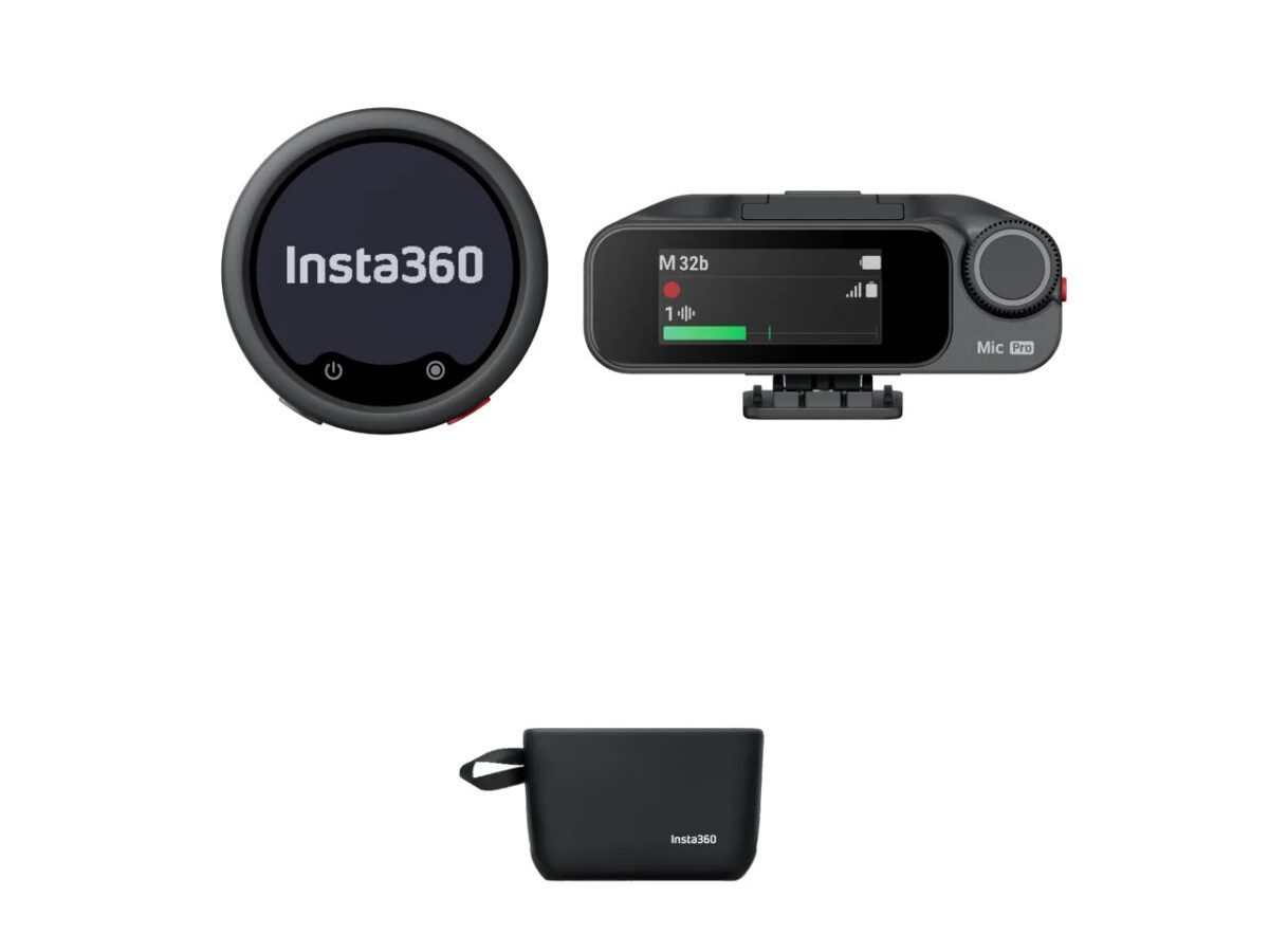 Insta360 Wireless Mic Pro 1 TX+1 RX - 3-Mic Array, AI Noise Cancel, Custom Display Microphone