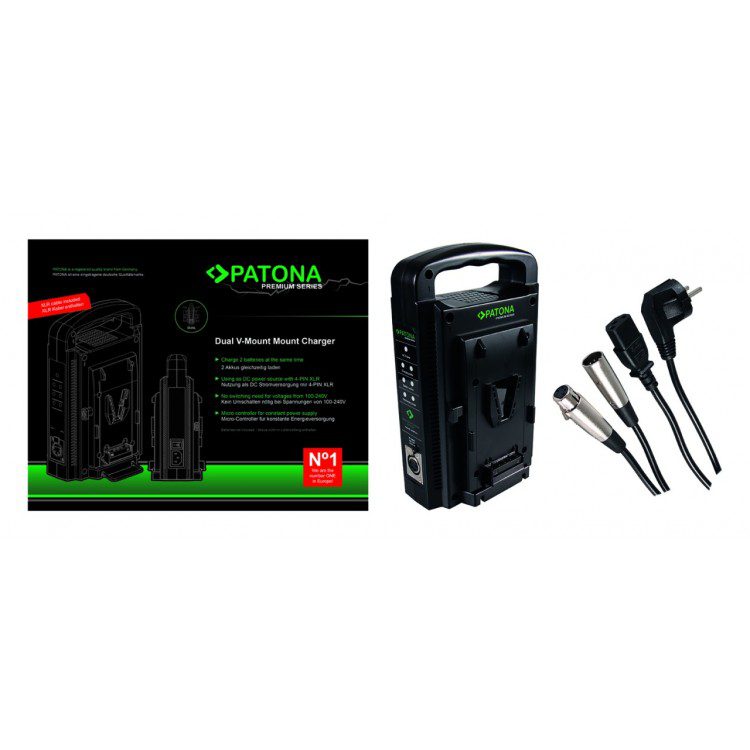 PATONA Dual V-Mount φορτιστής f. Sony BP-95W BP-GL65 BP-190WS με 4-Pin XLR cable