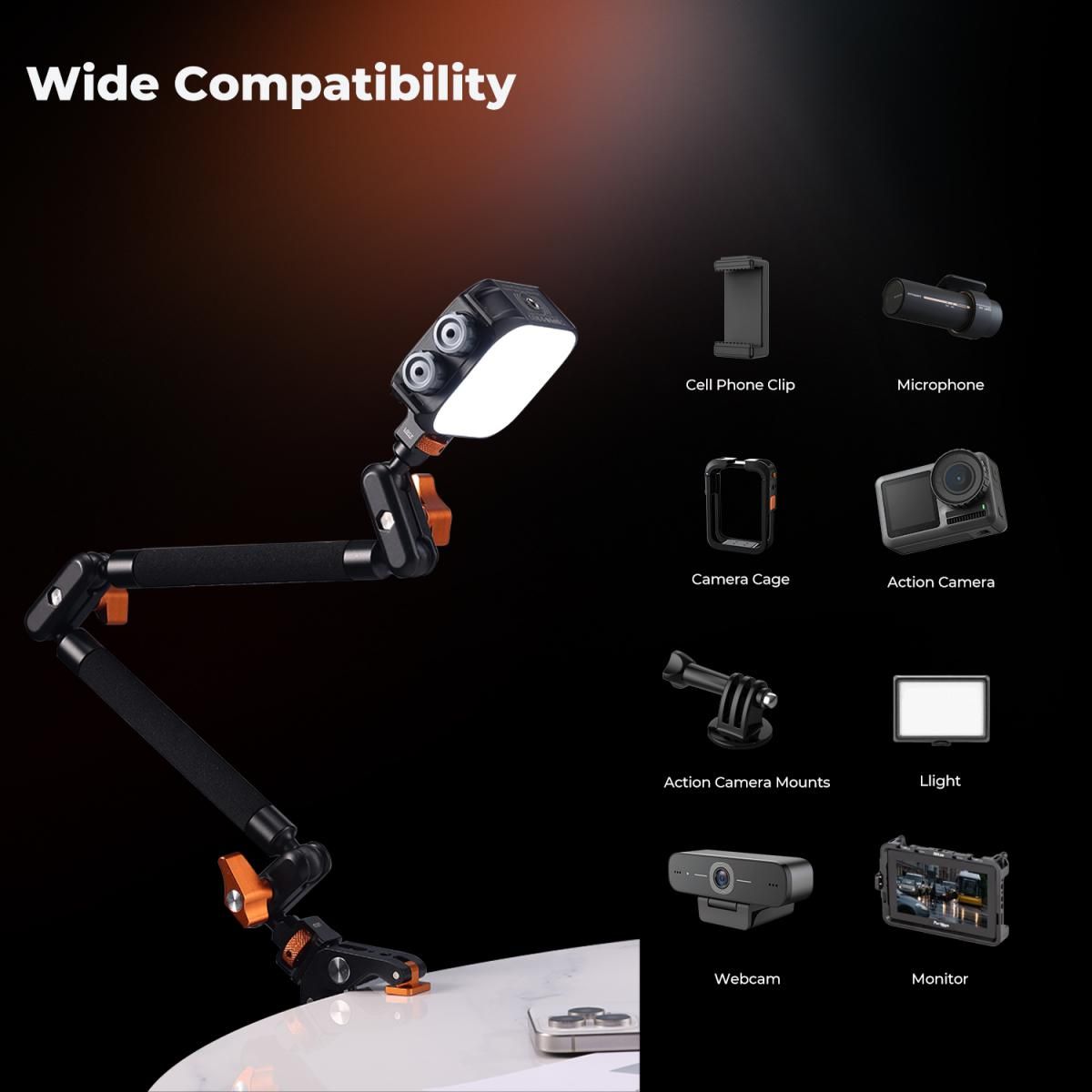 K&F Concept MS-63 Windshield Mount Clamp for Motorcycle, Action Cameras (31.201) - Image 2