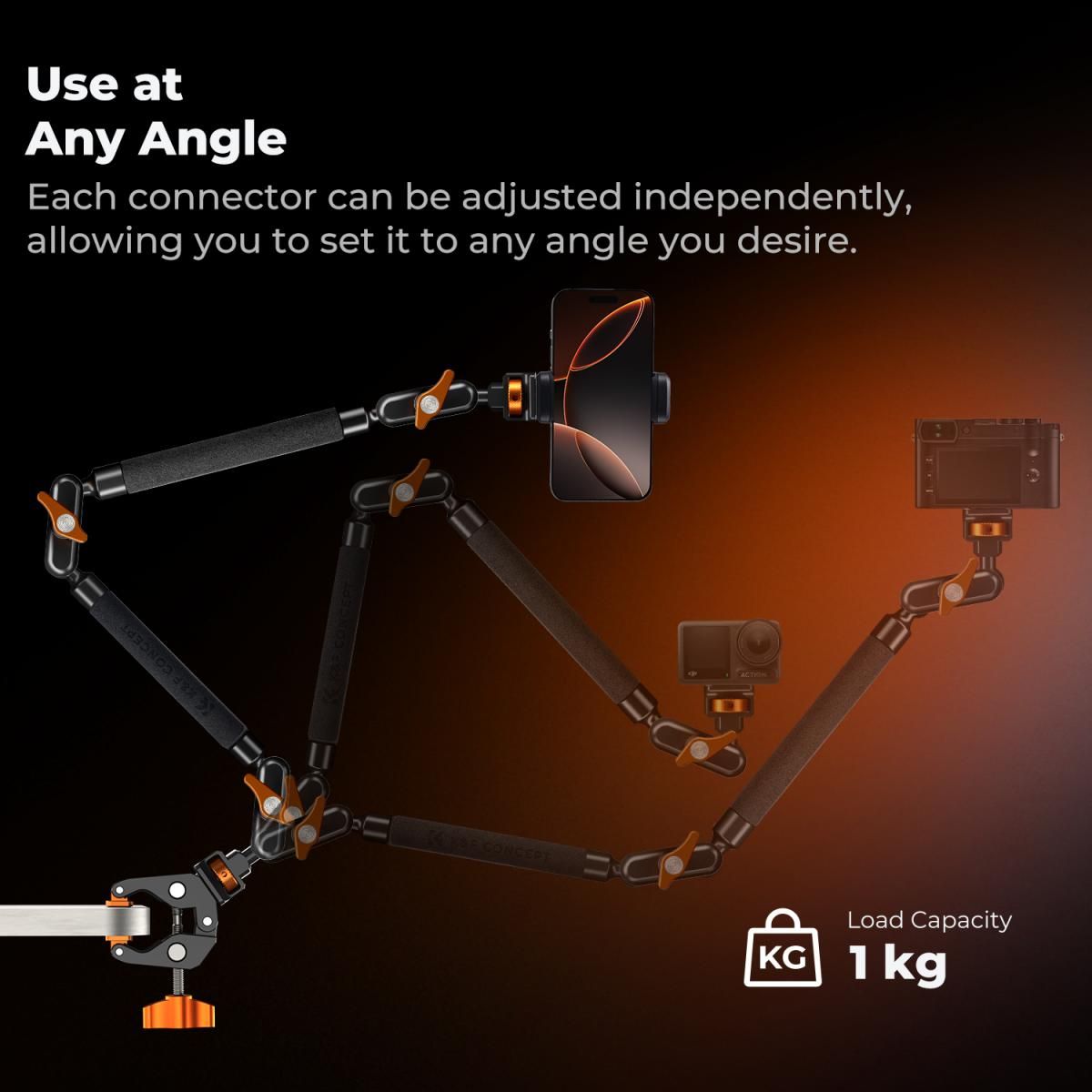 K&F Concept MS-63 Windshield Mount Clamp for Motorcycle, Action Cameras (31.201) - Image 3