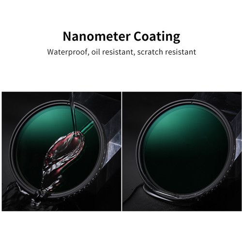 K&F Concept 46mm Variable Fader NDX ND8-ND2000 Waterproof Anti-Scratch Green Coated Slim Filter - Image 3