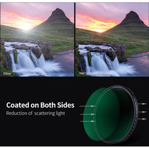 Alternative view of K&F Concept 46mm Variable Fader NDX ND8-ND2000 Waterproof Anti-Scratch Green Coated Slim Filter