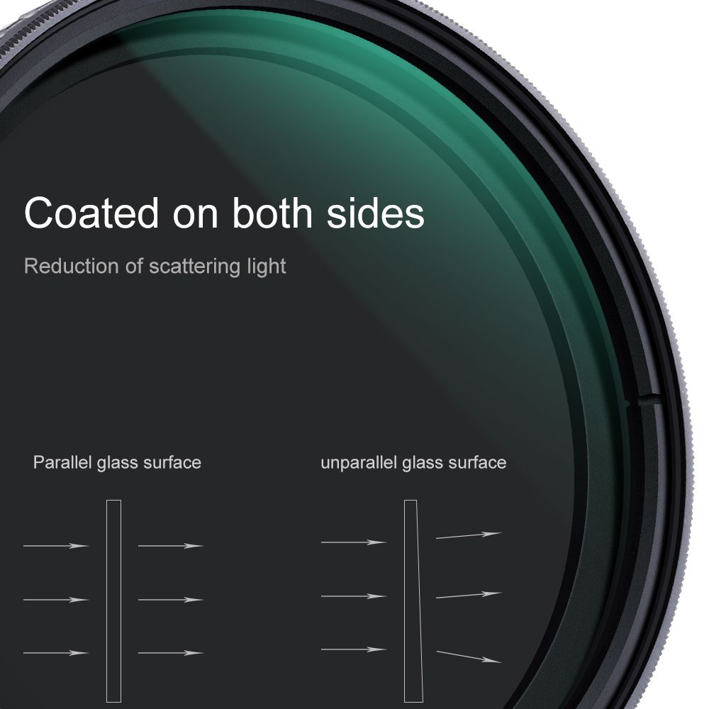 K&F Concept 43mm Nano-X, Green Coated, Waterproof, Anti-Reflection Variable Fader ND2-ND32 Filter - Image 4