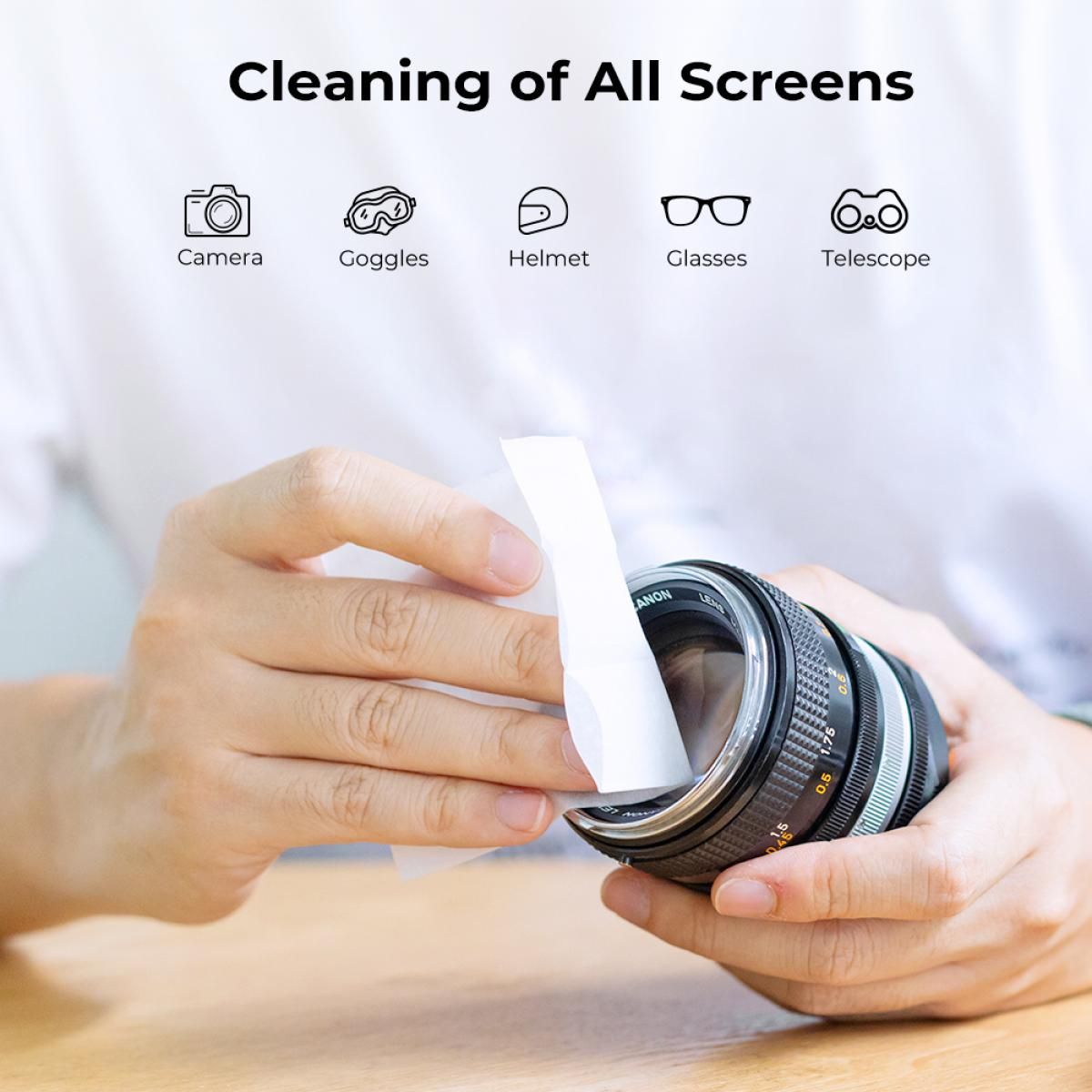 K&F Concept Anti Fog Cleaning Wipes, 10x15cm, 50pcs White (KF08.034) - Image 2