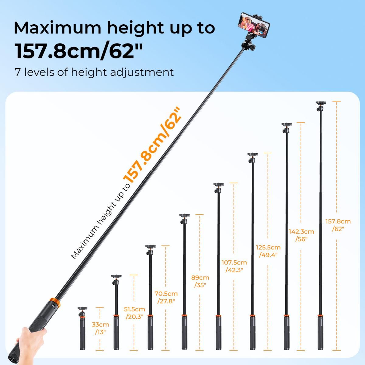 K&F Concept MS08 Tripod For Cameras, Action Cameras, Phone with Bluetooth Remote Control (KF09.127) - Image 2