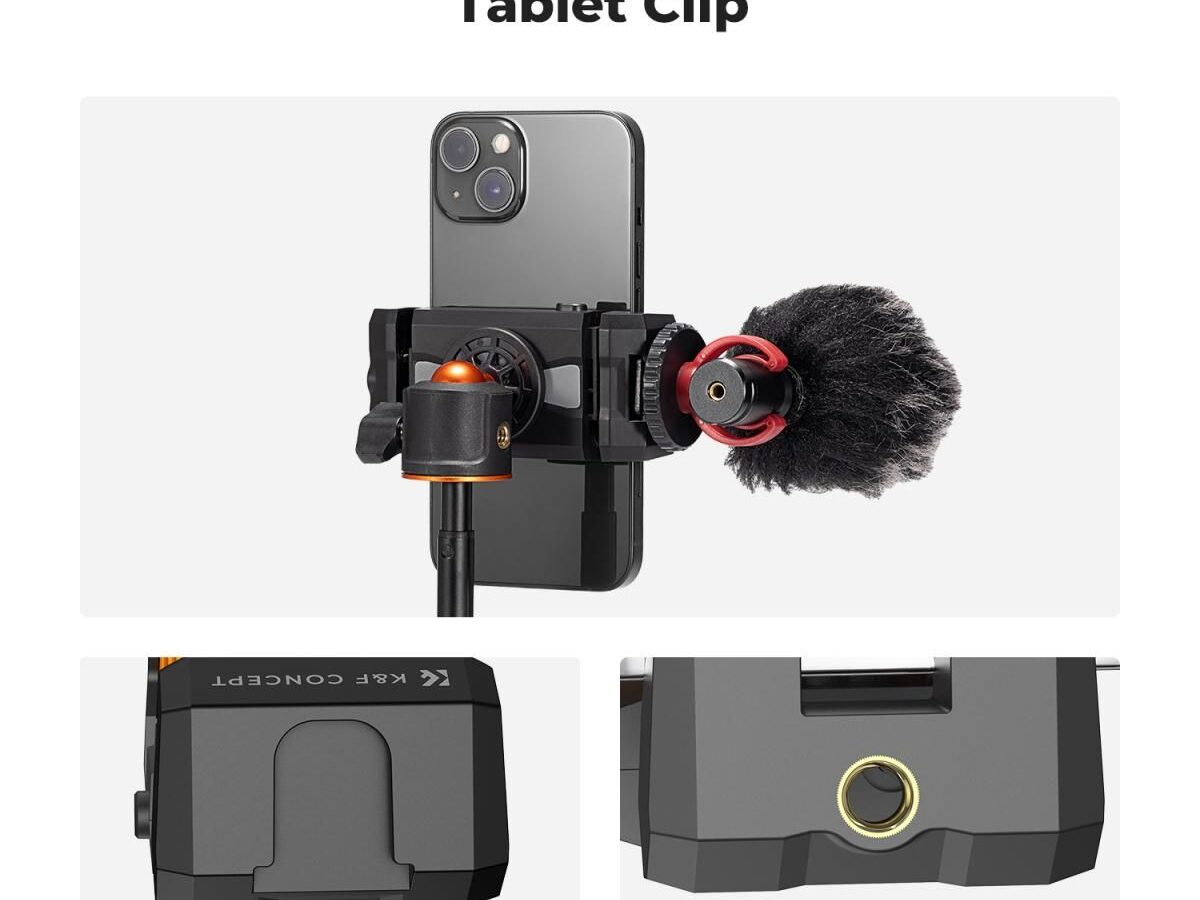 Alternative view of K&F Concept MS20 Phone and Tablet Clamp With Tripod Mount and Cold Shoe KF31.095