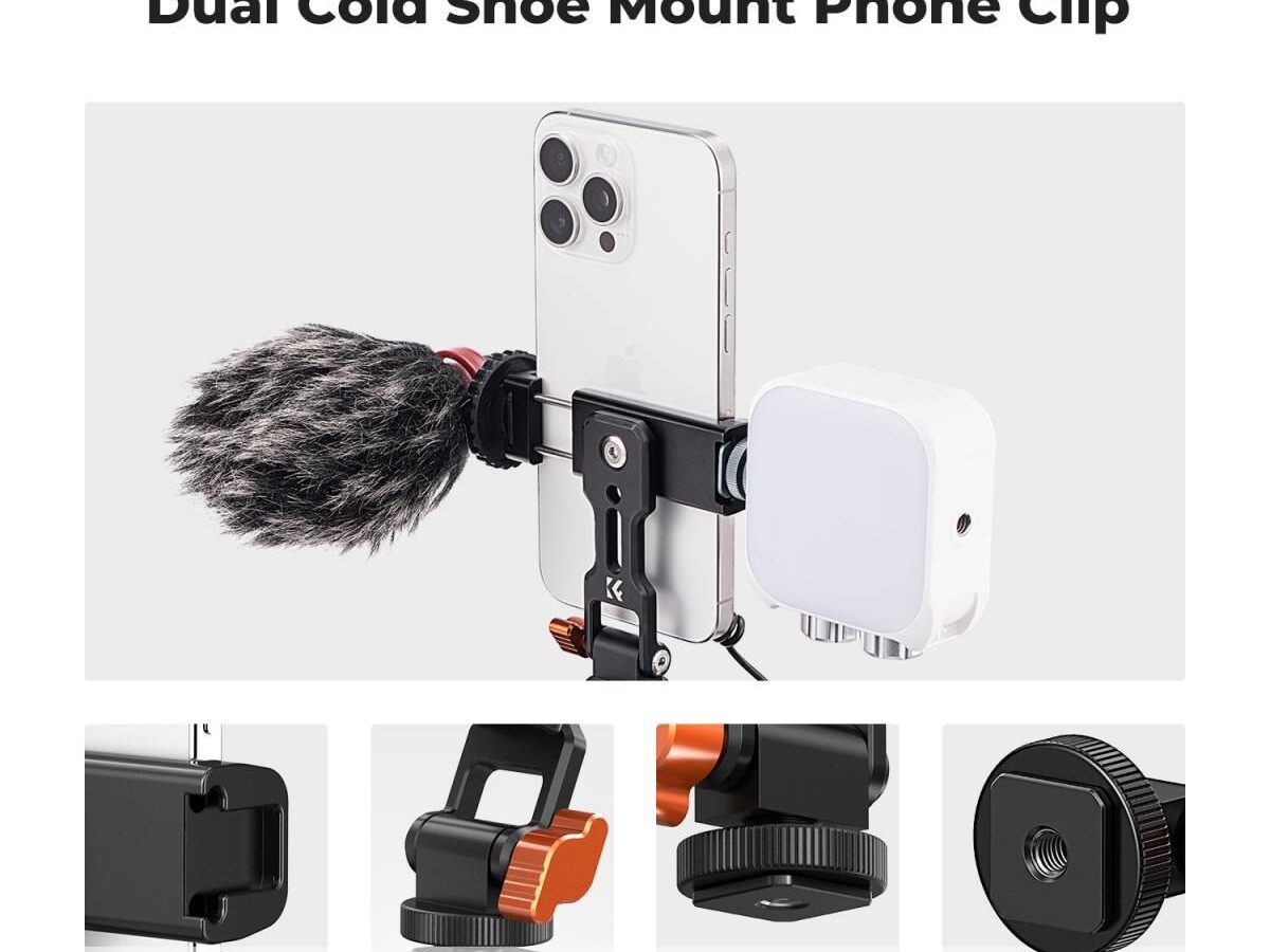 Alternative view of K&F Concept KF31.094 Phone Metal Clamp With Tripod Mount and Double Cold Shoe