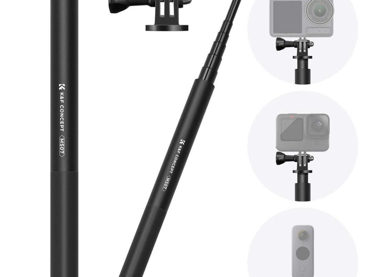 K&F Concept MS07 Invisible Selfie Stick 153cm Compatible with Insta360, GoPro, DJI Action KF09.132