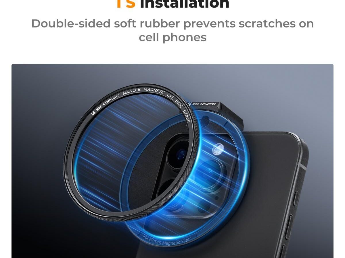 Alternative view of K&F Concept 67mm Clip-On Magnetic CPL Filter Kit For Mobile Phones KF01.2673
