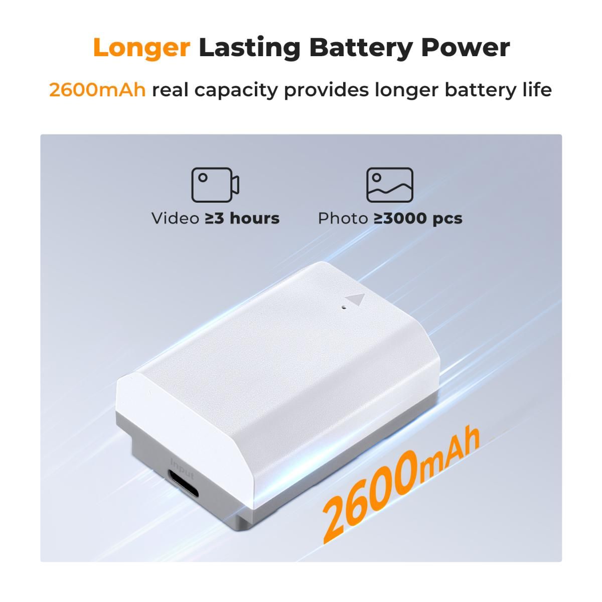 K&F Concept NP-FZ100 2600mAh Battery With Type-C Fast Charging, Compatible with Sony (KF28.0034) - Image 2