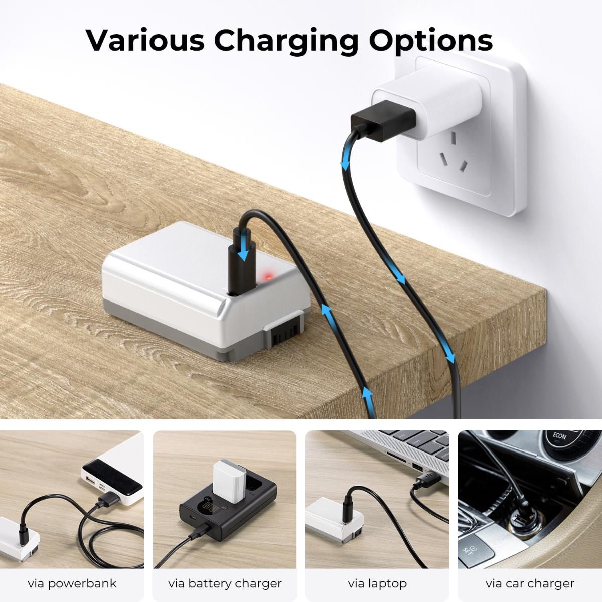 K&F Concept NP-FW50 1100mAh Battery With Type-C Fast Charging, Compatible with Sony (KF28.0026) - Image 4