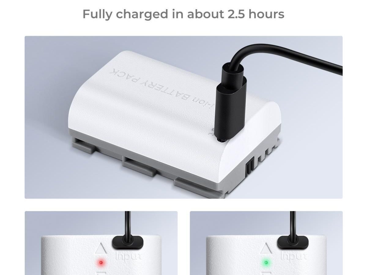 Alternative view of K&F Concept LP-E6NH 2600mAh Battery With Type-C Fast Charging, Compatible with Canon (KF28.0033)