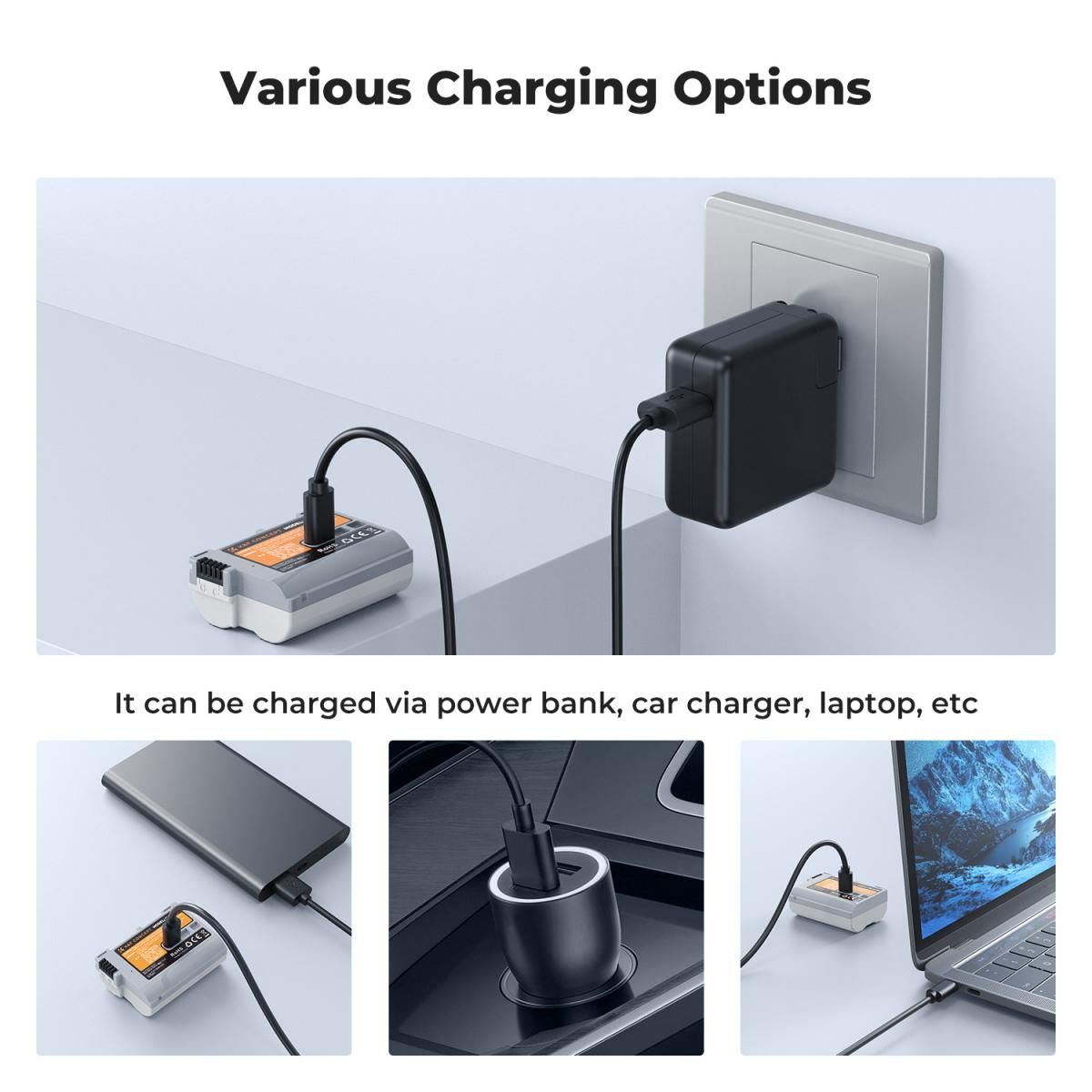 K&F Concept EN-EL15C 2600mAh Battery With Type-C Fast Charging, Compatible with Nikon (KF28.0041) - Image 4
