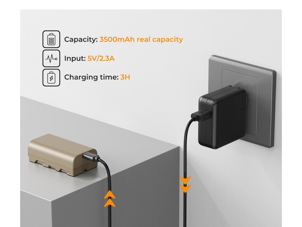 Alternative view of K&F Concept NP-F550 3500mAh With Battery Type-C Fast Charging, Compatible with Sony (KF28.0035)