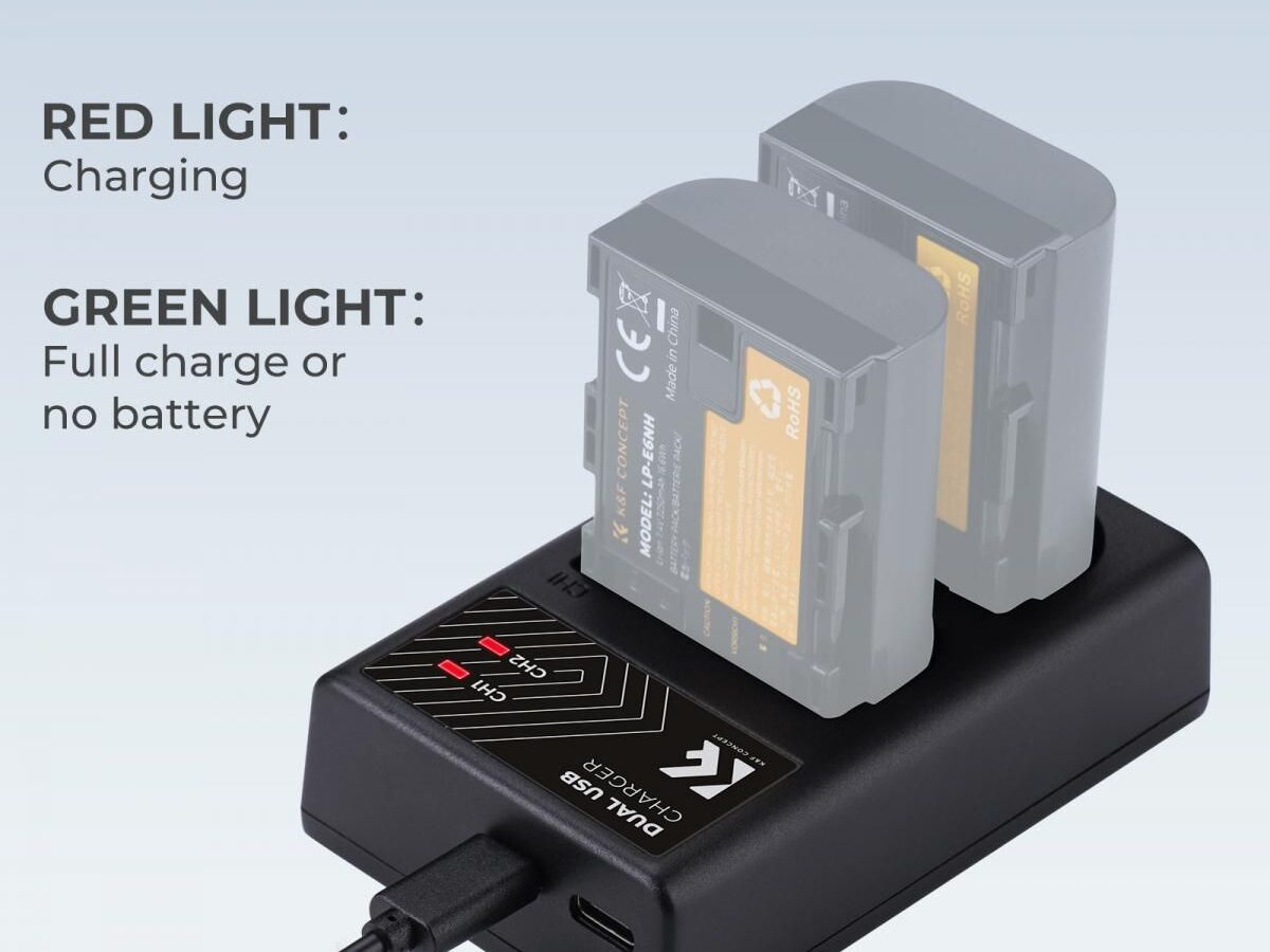 Alternative view of K&F Concept LP-E6NH Dual Slot Battery Fast Charger, Compatible with Canon LP-E6/LP-E6N/LP-E6NH (KF28.0007)