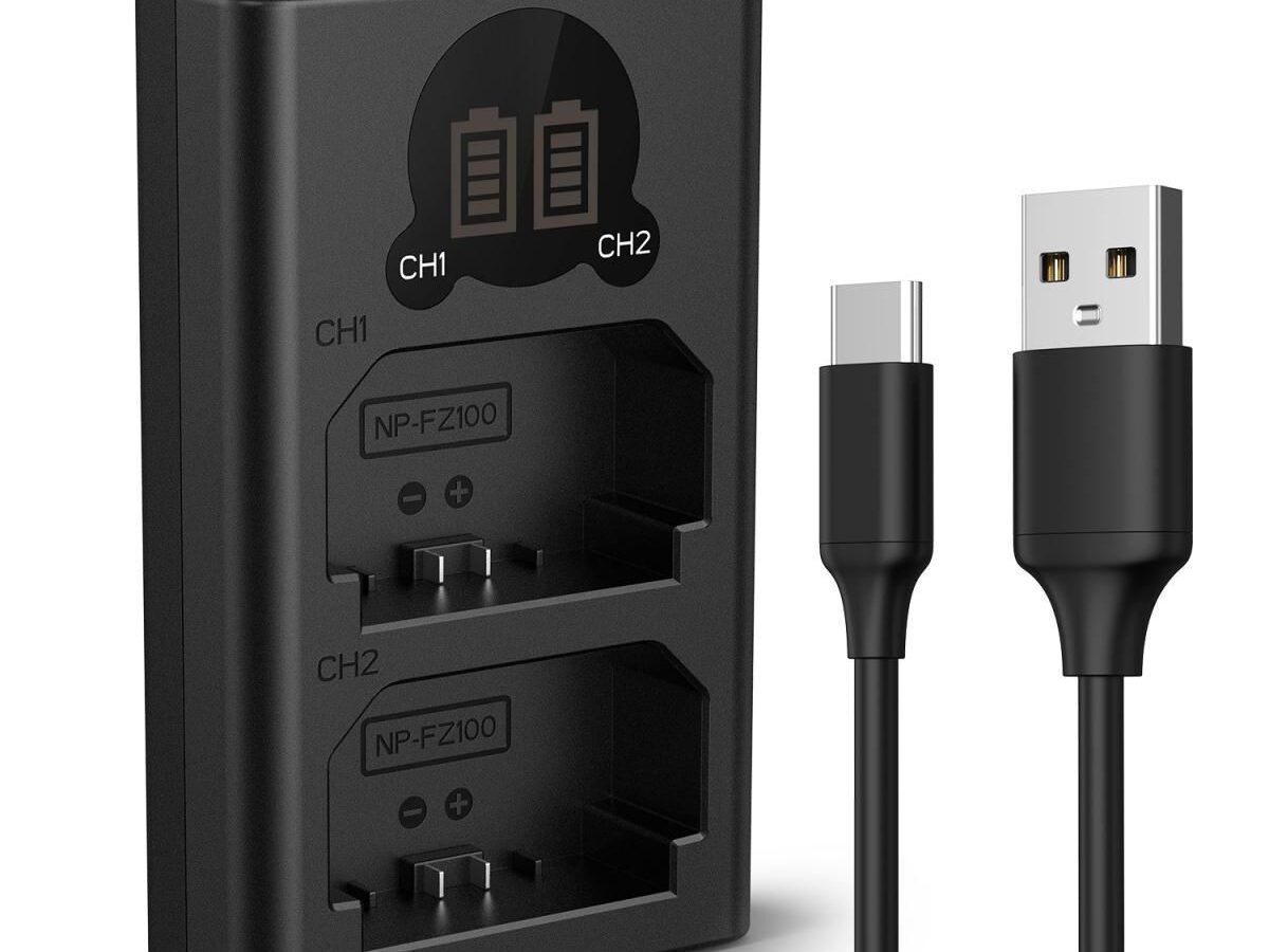 K&F Concept NP-FZ100 Dual Slot Battery Fast Charger with LCD Screen, Compatible with Sony (KF28.0010V1)