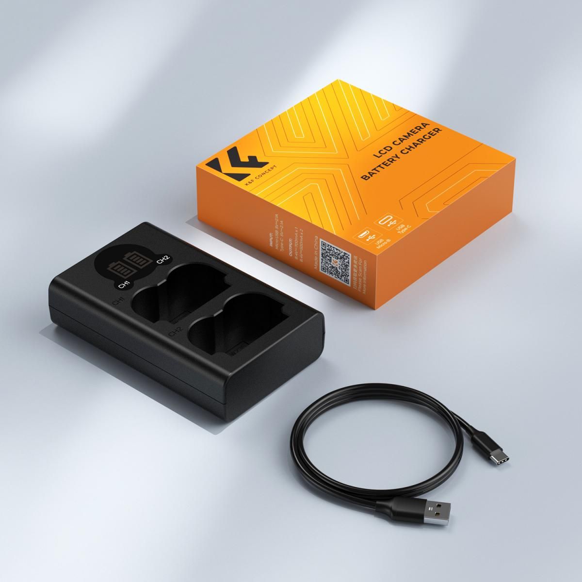 K&F Concept NP-W235 Dual Slot Battery Fast Charger with LCD Screen, Compatible with Fujifilm (KF28.0019V1) - Image 5