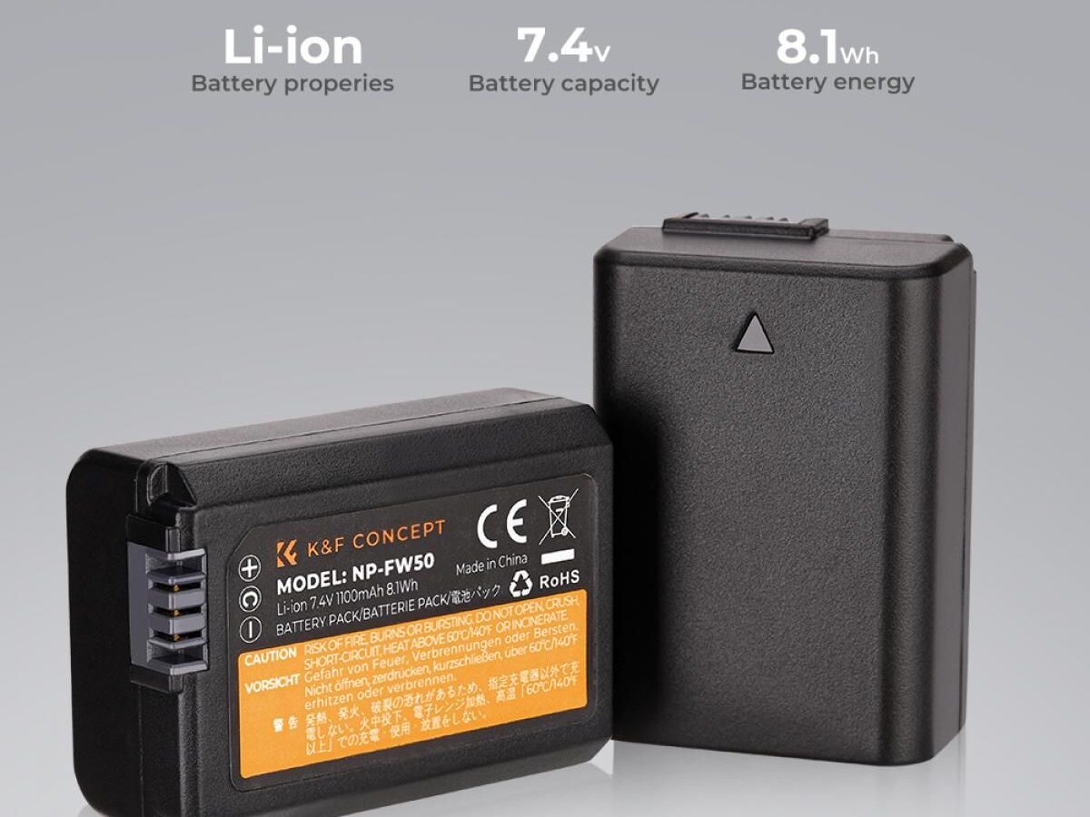 Alternative view of K&F Concept NP-FW50 Dual Slot Battery Fast Charge with 2 Batteries 1100mAh, Compatible with Sony (KF28.0015)