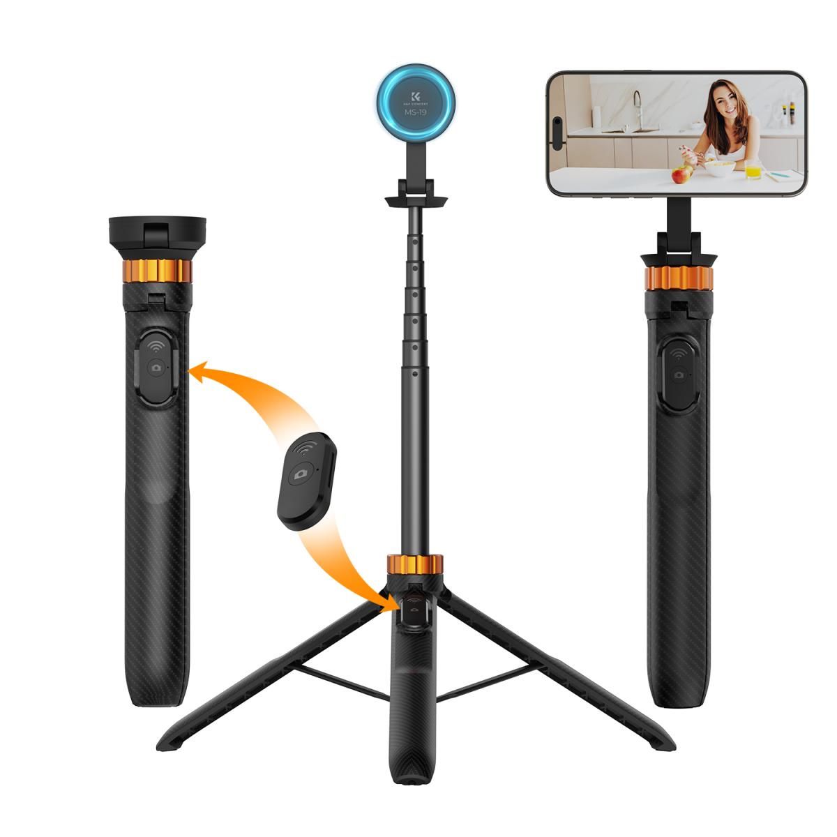 K&F Concept MS19 Magsafe Selfie Stick Tripod 159cm Compatible with Bluetooth Remote Control (KF09.139)