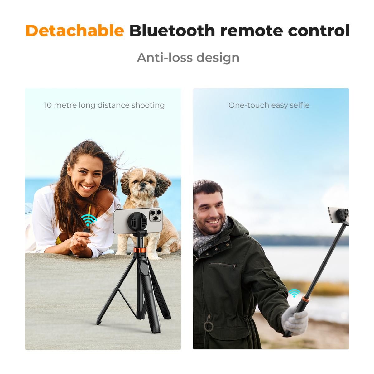 K&F Concept MS19 Magsafe Selfie Stick Tripod 159cm Compatible with Bluetooth Remote Control (KF09.139) - Image 4