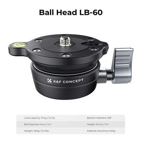 K&F Concept LB-60 Tripod Leveling Base Head (KF31.102) - Image 3