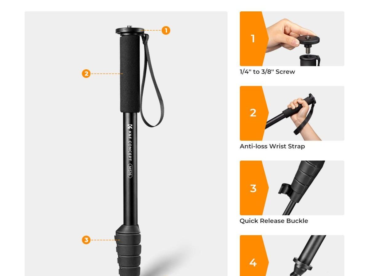 Alternative view of K&F Concept MS16 Aluminum Monopod (KF09.138)