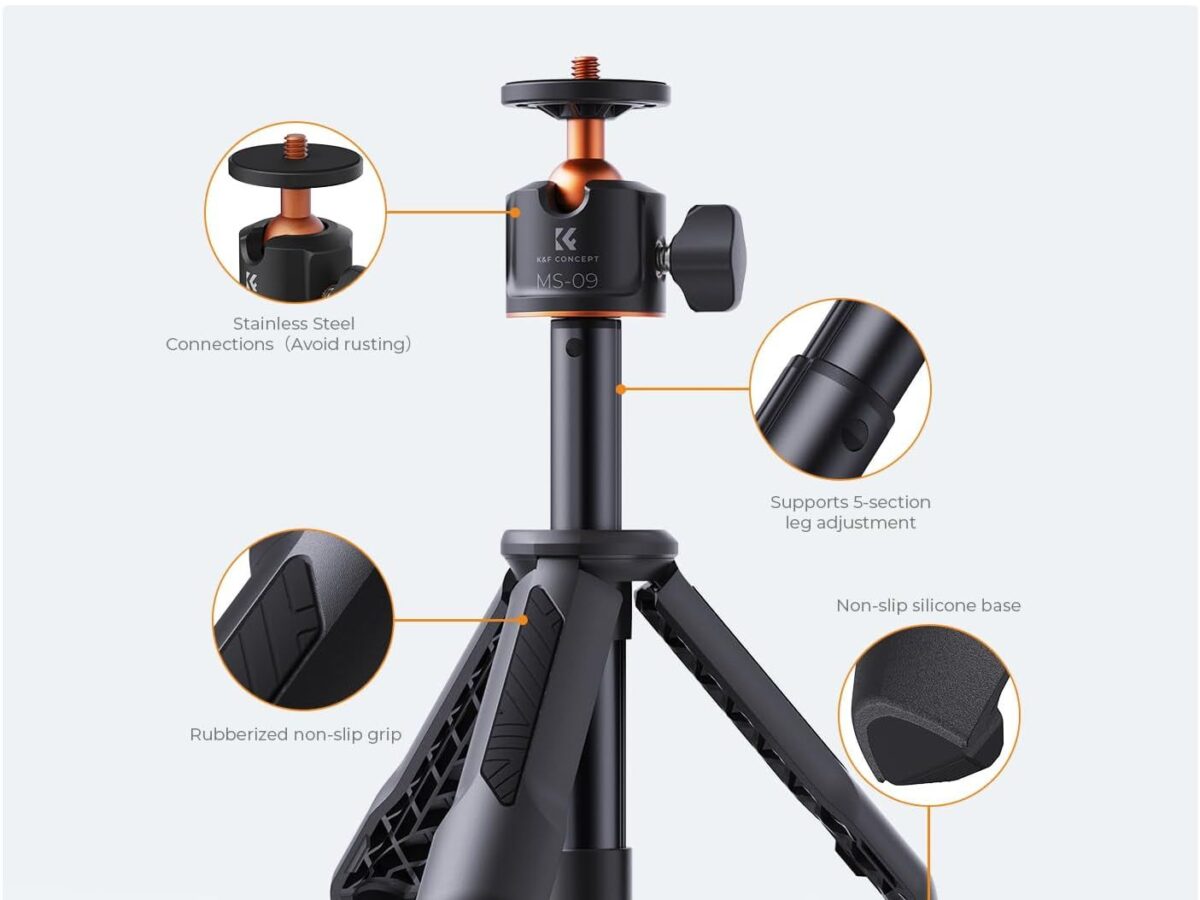 Alternative view of K&F Concept MS09 Selfie and Extention Deskop Tripod with Bluetooth Remote Control (KF09.128V3)