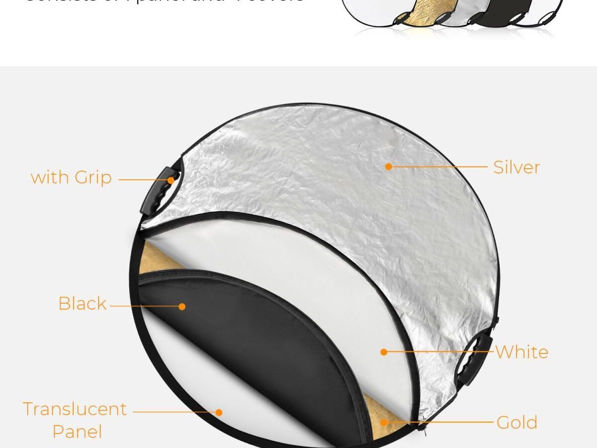 Alternative view of K&F Concept 5-in-1 Reflector Disc With Grips ( Gold/Silver/Black/White/Translucent) 80cm KF18.0005